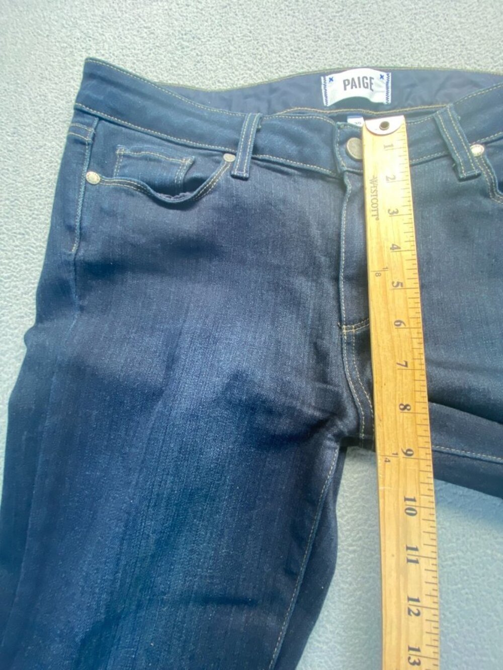 PAIGE Denim Skyline Skinny Crop Women's Jeans Sz 30 Dark Blue Denim - Picture 5 of 12